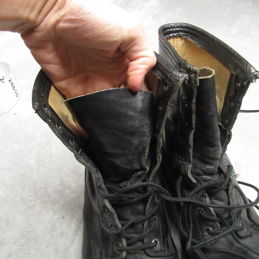 Addison Shoe Company Men 8.5W Combat Boots‎ Blk Leather Lace Up Rugged VTG 1980